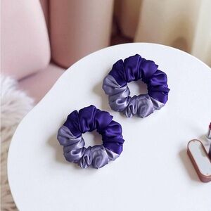 Elegant Satin Purple Scrunchie Set